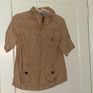 chicos tan short sleeve jacket size: 1